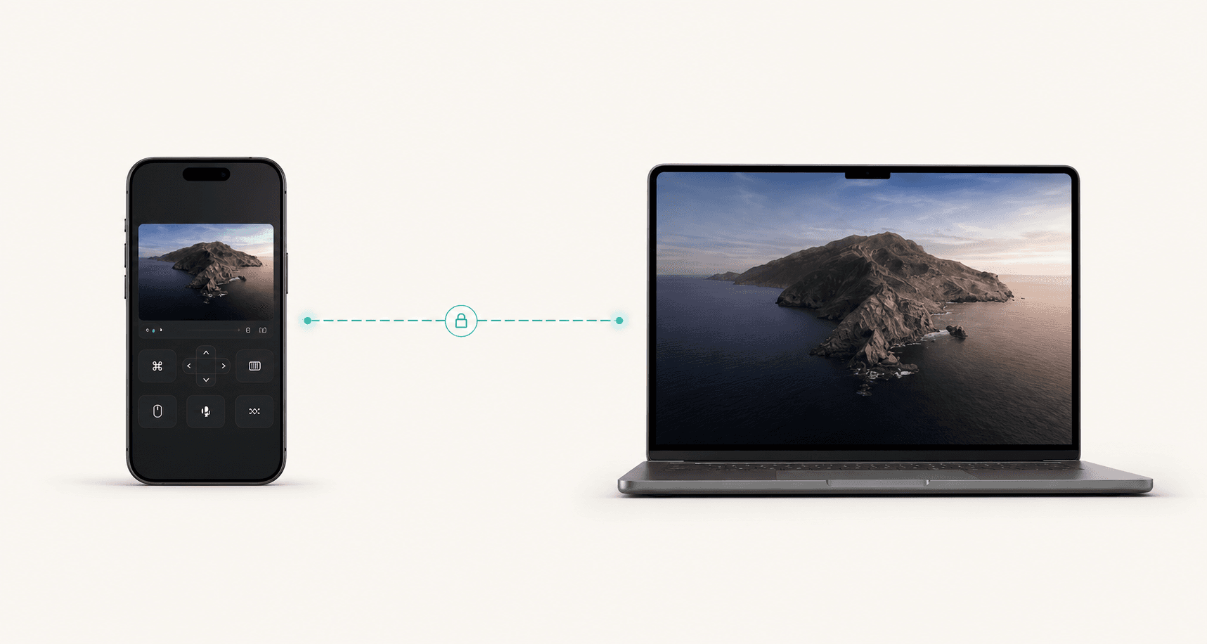 A phone controller connected to a laptop host by a direct peer path.